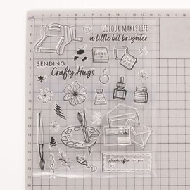 arriettycraft Sending Crafty Hugs Craft Tools Palette Ink Pads Rubber Stamps Clear Stamps for Christmas Card Making Decoration and DIY Scrapbooking Rubber Stamps for Crafts