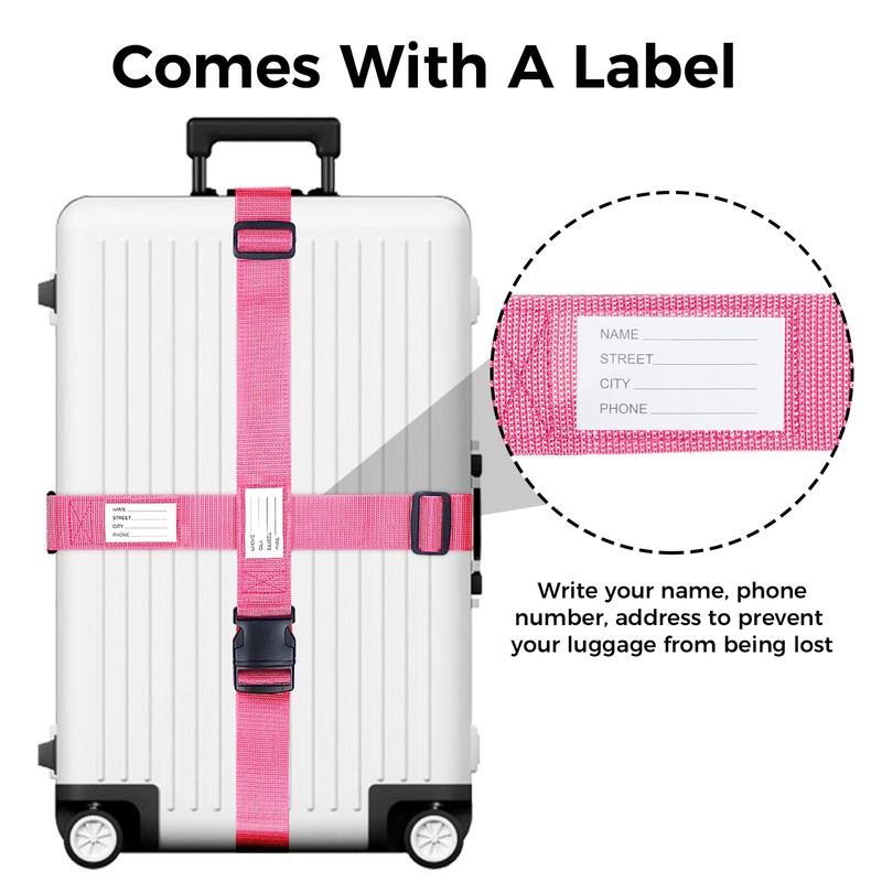 Pack of 6 Luggage Straps with Address Label + 3
