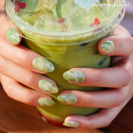 Heyhae Semi Cured Gel Nail Strips | No LED Lamp Needed | Summer, Ombre, Pink | Easy Apply & Remove, Salon Quality | Includes 28 Strips, 1 Prep Pads, Nail File & Wooden stick - Hey, Feeling Lucky?