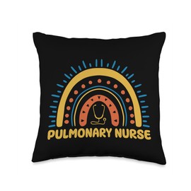 Pulmonary Nurse Job Designs Respiratory Therapist Cute Boho Rainbow for Pulmonary Nurses Breathing Treatment Throw Pillow, 16x16, Multicolor