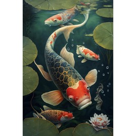 500 Pieces Puzzle for Adults - Lotus Koi Fish Wooden Jigsaw Puzzles Challenging Educational Fun Toys for Family Creative Gift