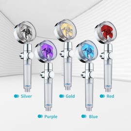 Handheld Shower Head with Turbo Fan ON/Off Pause Switch High Pressure G1/2 Rotating Shower Head Replacement With 1.5m Hose Bracket Cotton Filter