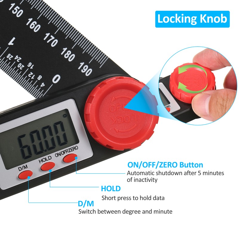 Digital Protractor Ruler Angle Finder, Protractor Ruler Level Tool, Multifunction