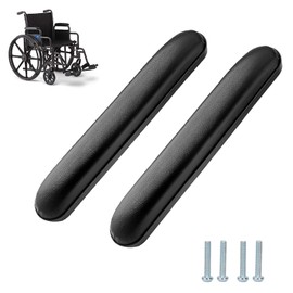 HMZ Full Length Padded Armrest Black 13-7/8" Long Wheelchair and Transport Chair arm Cushions, Black (1 Pair) Compatible with All Brands(13-7/8")