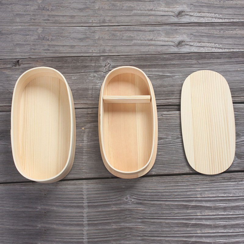 Wooden Bento Boxes Double Wood Color Bento Lunch Box Portable