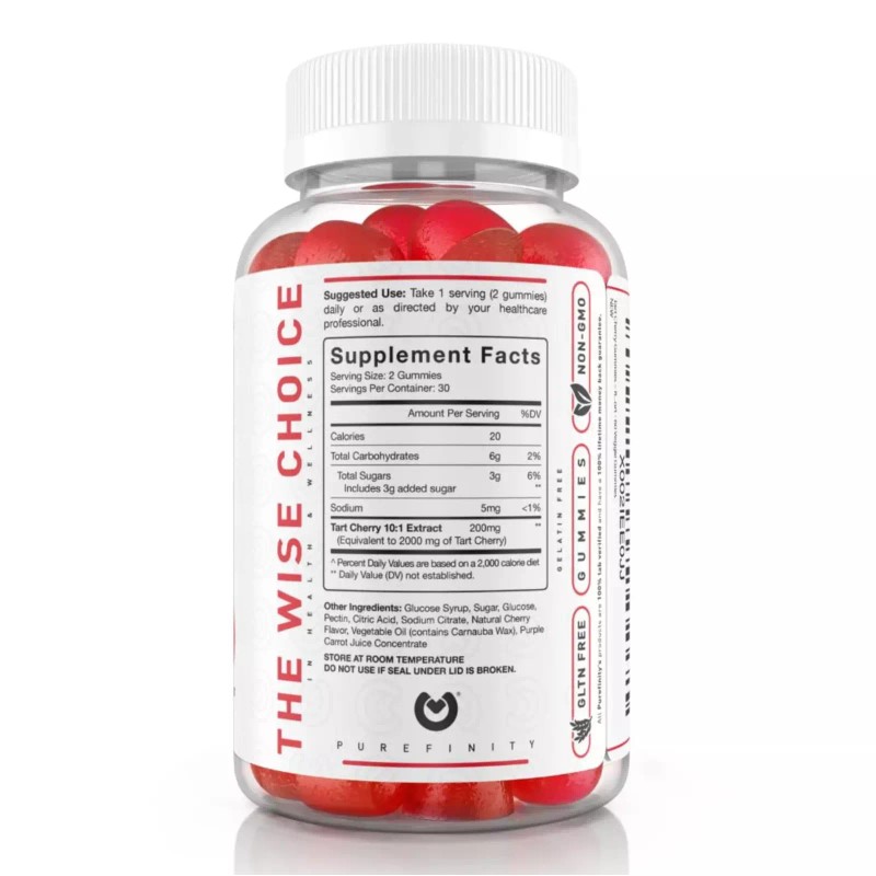 PUREFINITY Tart Cherry Gummies Raw Vegan Extract 60 Count (Pack