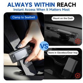 MightY Bear Window Breaker Seatbelt Cutter, 2-in-1 Car Emergency Tool, Underwater Glass Breaker for Traffic Accidents and Family Rescue - 2 Pack Gray