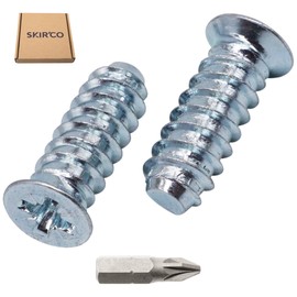 SKIR'CO (50 pcs) Zinc Plated Euro Screws 6.2 x 17 mm, Drawer Runner Screws, Flat Countersunk Head, Hinge Screws