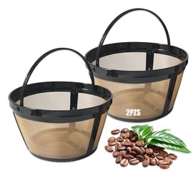 2 Filtro para Cafetera, Filtro de Café Reutilizables, sin BPA, Capacidad para 8-12 Tazas Filtro de Café Acero Inoxidable, Filtros para Cafetera de Goteo para Cafeteras y Cerveceros