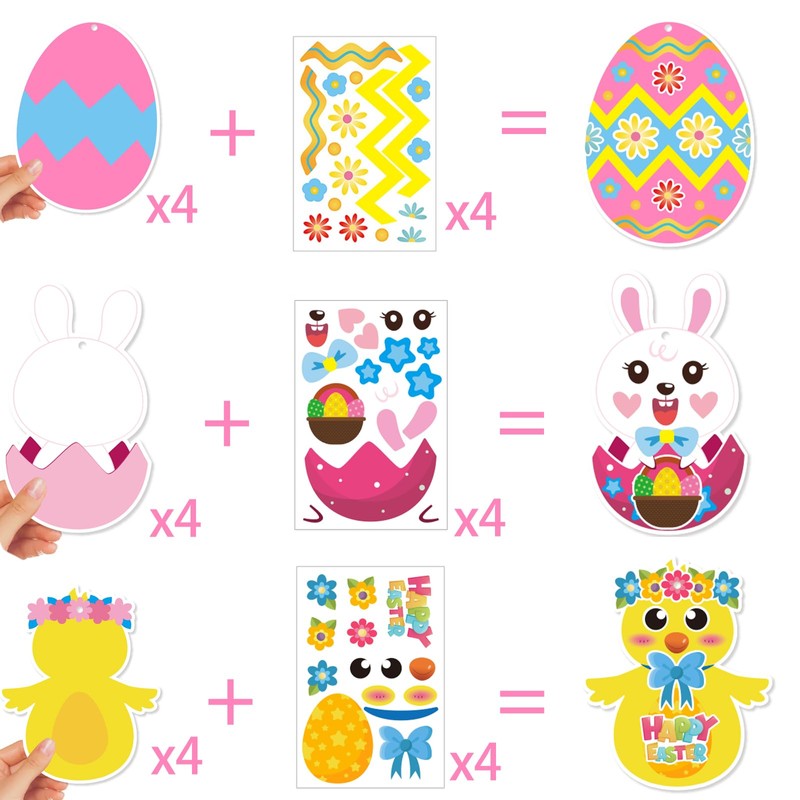 Plusupon 72 PCS Easter Crafts for Kids, Easter Craft Cards
