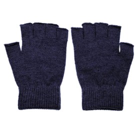 NOVAWO Guantes de mezcla de lana sin dedos, calentadores de brazos, unisex, guantes de escritura, marino, Talla única