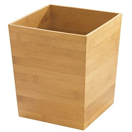 mDesign Bamboo Bin without Lid - Square Waste Bin for Office, Living Room or Bedroom - W 20.0 x 25.5 x 20.0 cm - Bamboo Waste Paper Bin - Natural