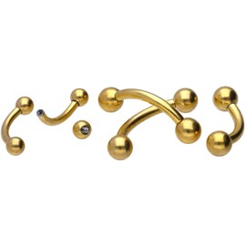 PIERCINGLINE Titanium Belly Button Piercing Banana Internal Thread Piercing Ear Belly Eye Lip Choice of Colours and Sizes, Titanium