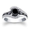S925 Sterling Silver Black Onyx Engagement Ring Black Ladies Ring