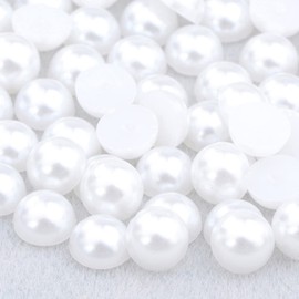 Niziky 500PCS White 10mm Round ABS Plastic Flat Back Half Pearls Beads for Crafts, Jewelry Making, Decoration
