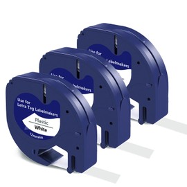 Replacement for Dymo Label Tape 91201 S0721660 Letratag Refills White 12mm x 4m Compatible with Dymo Label Maker LT-100H LT-100T LT-110T QX50 XR XM