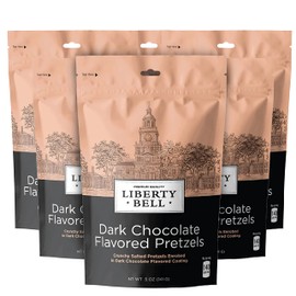 Liberty Bell Dark Chocolate Flavored Pretzels, 5-Ounce Bag (Pack of 6)