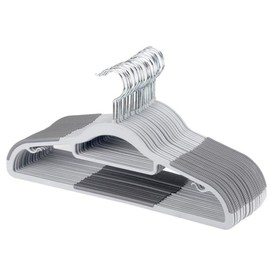 FSUTEG 50-Pack Heavy-Duty Plastic Hangers with Non-Slip Grips, 11lb Weight Capacity – Durable Space-Saving Closet Organizers for Shirts, Pants, Dresses & Coats(Grey)