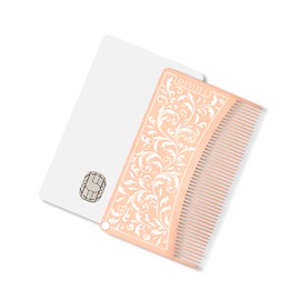 Divoti Surgical Stainless Steel Credit Card Size Wallet Comb Perfect for Wallet & Pocket – Compact & Durable Hair & Beard – EDC Comb - Filigree