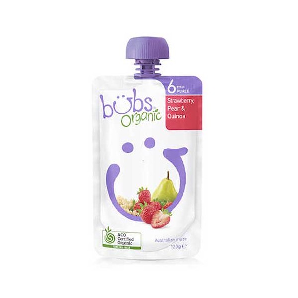 ORGANIC BUBS Strawberry, Pear & Quinoa 6months+ 120g 6 PACK