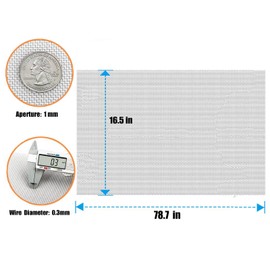 1 roll Stainless Steel Wire mesh 20 mesh, 304 Wire mesh, Suitable for Vent, Cage, Garden, Window Screen, Filter Screen, etc (42X200CM)