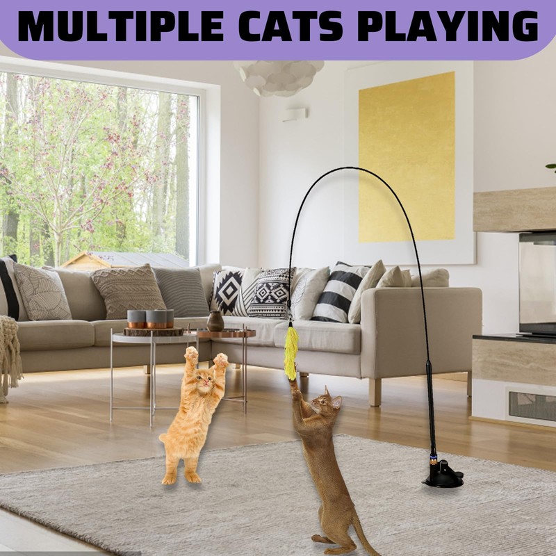 YREYBN 7 Piece set Cat Wand Toy for Indoor Cats