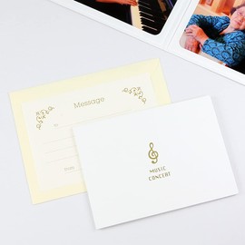 Yamadaya Display Store Music Recital Photo Mount Paper Photo Frame Pocket Mount "MUSIC CONCERT/Music Notes" 2L Size 2 Sides Horizontal (White)