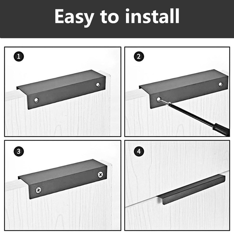 MOROBOR Matte Black Finger Edge Pull, 8pcs Concealed Modern Style