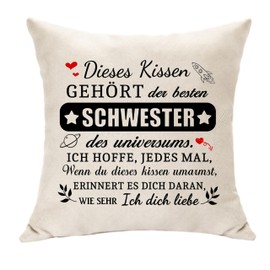 Hasodeo Original Personalisierte Schwester Geschenk von Bruder Schwester Kissenbezug Dekoration Geschenke für Schwester Geburtstag Geschenke Hochzeit Geschenke Weihnachten Geschenke (Schwester)