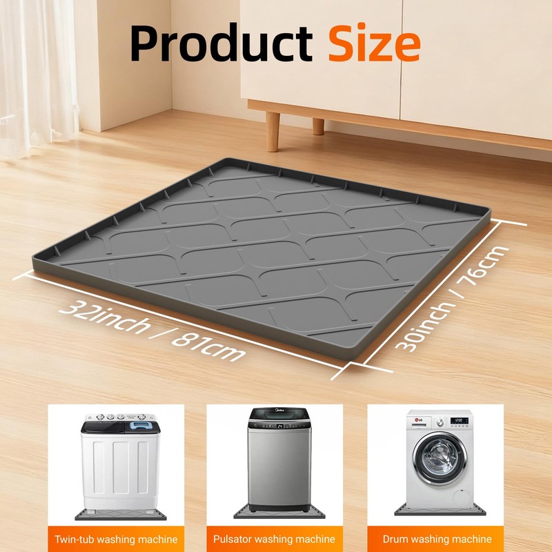 Washing Machine Drain Pan Silicone Mat, 32 x 30 Inch
