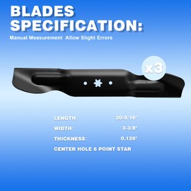 ZZity 3 Pack 490-110-C187 742-05620 742P05620 Mower Blades, Compatible with Cub Cad et ZT2 60 Blades, 490-110-C187 60" Hi Lift Blade Set, Fit for Cub Cad et Zero-Turn Mowers with 60" Cutting Decks