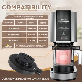 1Pcs Replacement Outer Bowl Lid for Ninja NC301 Ice Cream Maker,Ice Cream Maker Accessories,Reusable Ninja Creami Accessories Compatible with Ninja NC299AMZ/NC301/NC300 Series(NO Paddle)