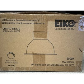 Eiko NEW EIKO 8" LED Commercial Can 30K RETROFIT 120-277V downlight kit Dimming 0-10V