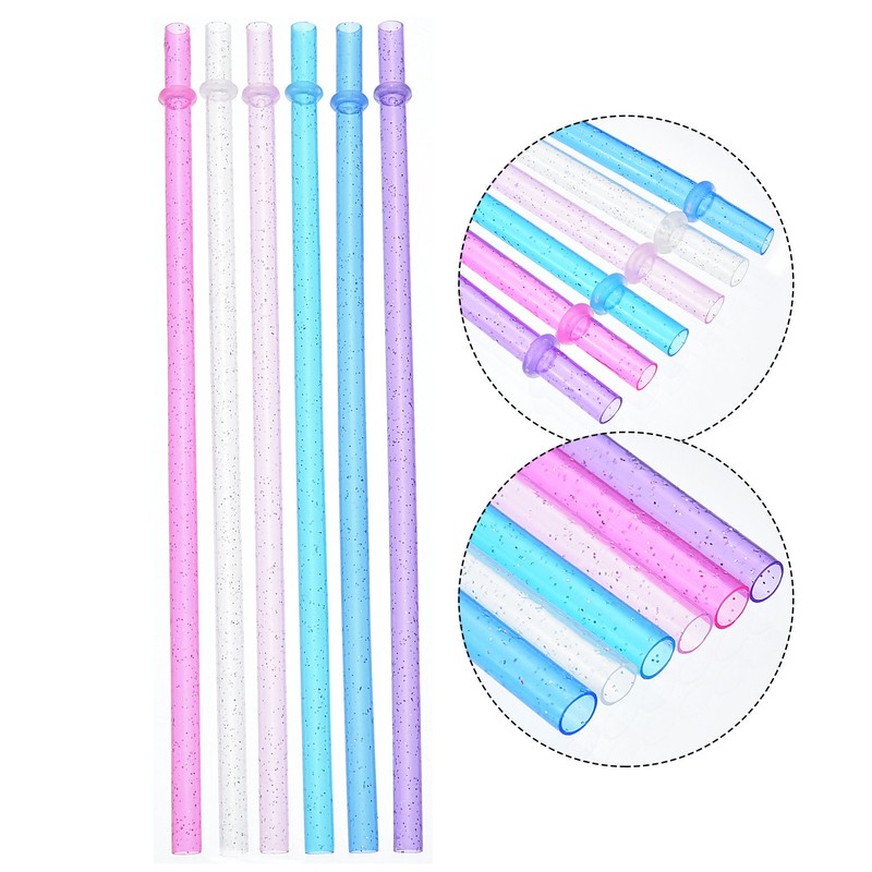 Hestya 25 Pcs Glitter Reusable Plastic Straws 9 Inches Long