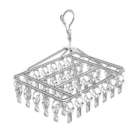 Pinch Hanger, Laundry Hanger, Pinch Hanger, Stainless Steel, Laundry Pinch, All Stainless Steel, Rust Resistant, Indoor and Outdoor Use, Anti-Falling, Rotary, 50 Pinch, Silver, 13.8 x 11.0 inches (35