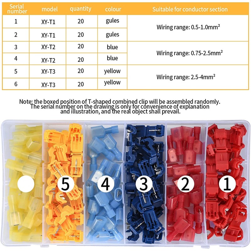 QOOSIKICC 120 Pcs T-Tap Wire Connectors, Quick Splice Electrical Wire
