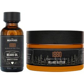 Live Bearded Live Bearded Beard Oil and Butter Grooming Kit - Made in the USA - All-Natural Ingredients with Shea, Argan, Jojoba - Growth Support | 1880 Scent - Bourbon, Bitters, Citrus