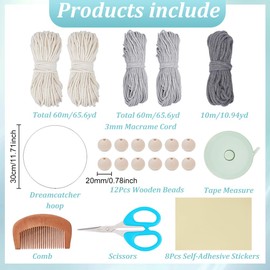 ACRNIGHEET DIY Macrame Kit for Adults Beginners DIY Boho Macrame Leaves Tree of Life Wall Hanging Making Kits with Macrame Supplies Wall Hanging Kit Ornaments for Home Decor Craft Gifts(Grey Series)