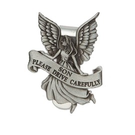 Extel Pewter Son Please Drive Carefully Angel Sun Visor Clip for Son Car Truck