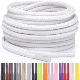 Miscly Round Shoelaces [1 Pair] 5/32″ Thick - For Shoes, Sneakers & Boots (63″, White)