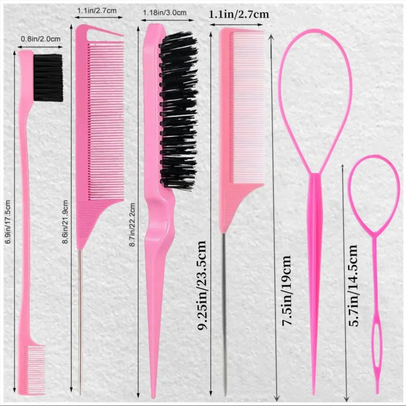 Kit Cepillos Y Peines Peinado Cabello Pinza Peluquera 8pzs