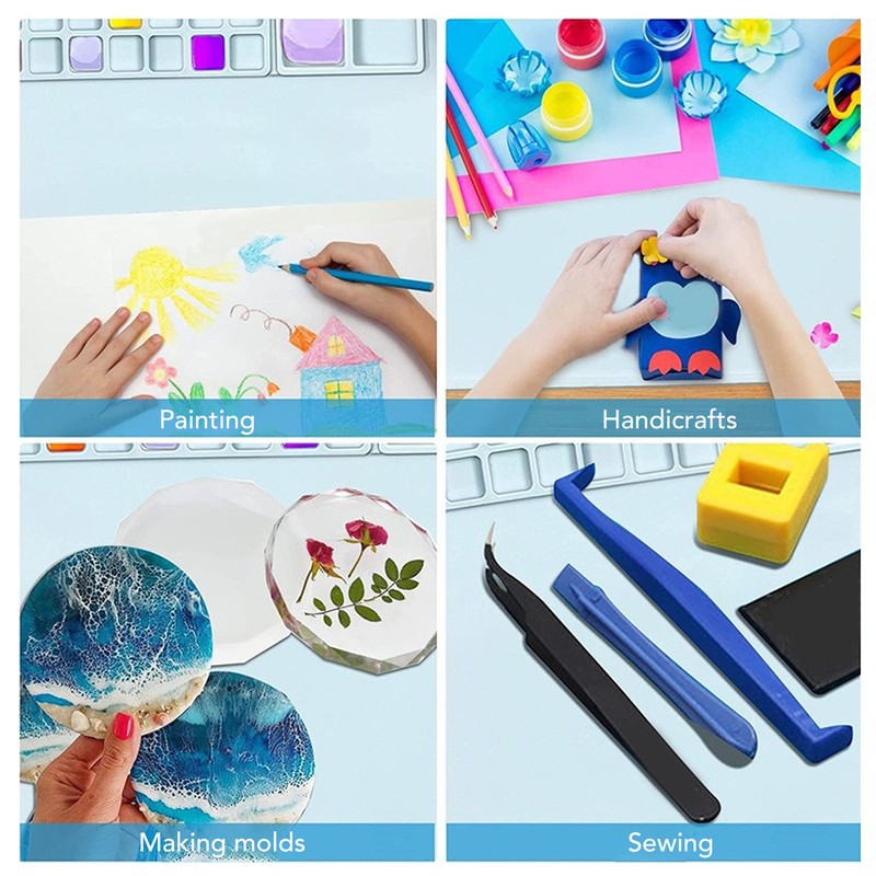 Silicone Painting Mat with Water Cup Washable Protruding Scale Line