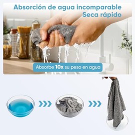 AI-PIKA 12pcs Paño de Limpieza de Microfibra,Súper Absorbente, Gris/30x30cm | Toallas Microfibra de Cocina, Trapos de Microfibra, Trapos de Limpieza p