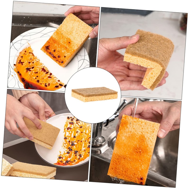 Tofficu 6pcs Kitchen Cleaning Sponges Bowl Washing Tools Strong Absorption