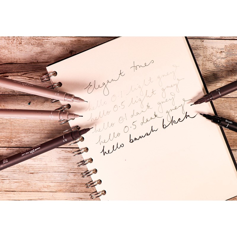 Uni-ball Elegant Tones 5 piece Uni-pin fineliner drawing pens, black