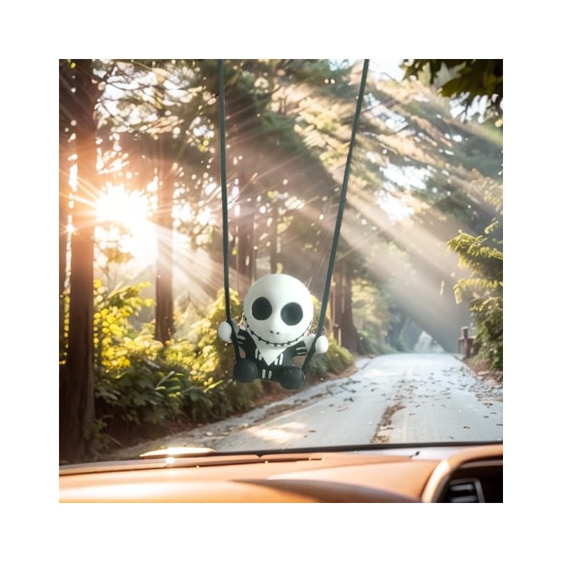 LXQTAO Resin Cute Skull & Acrylic Bat Rearview Mirror Decorations,