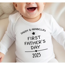 Happy My First Fathers Day Baby Grow Vest Outfit Gifts From Newborn For New Dad Daddy (Short Sleeve, 6-9 Months)