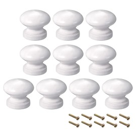 uxcell Round Wood Knobs,10Pcs 24mm Dia Cabinet Furniture Kitchen Pulls Handles for Drawer Cupboard, White