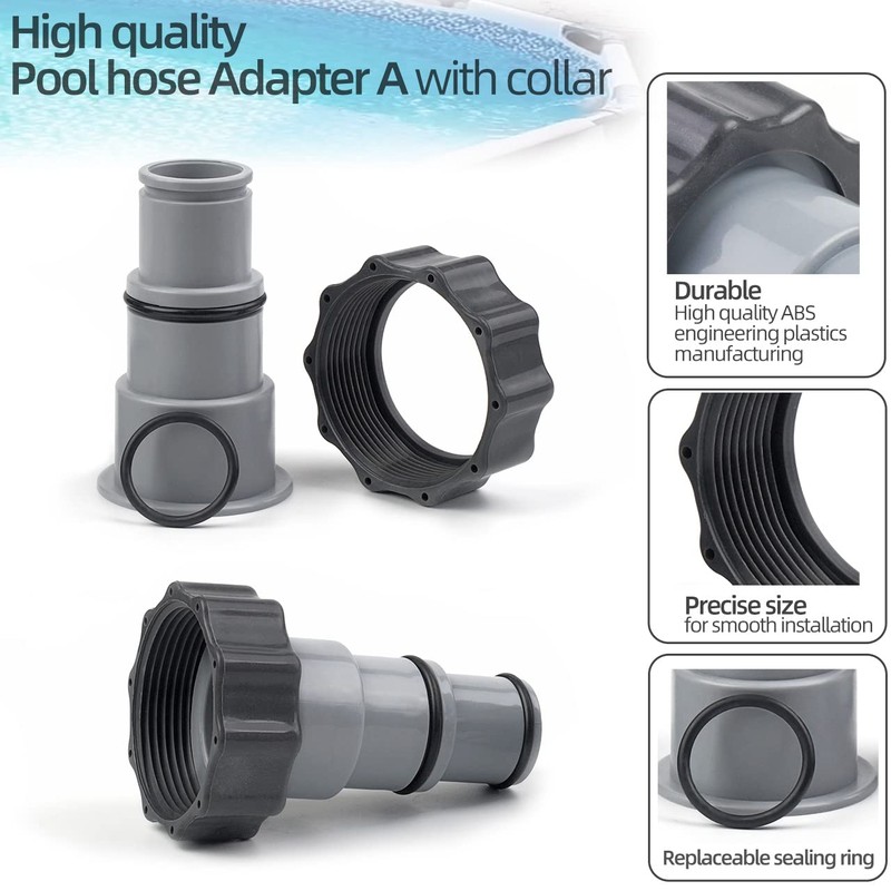 Pool Hose Adapter A with Collar for Intex Threaded Connection