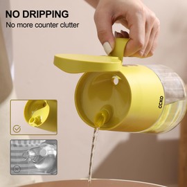 CCKO Olive Oil Dispenser Bottle for Kitchen with Dust Cover, 680ml Premium Glass Dispenser Bottle, Leakproof Oil Containers for Cooking(Dark Gray)